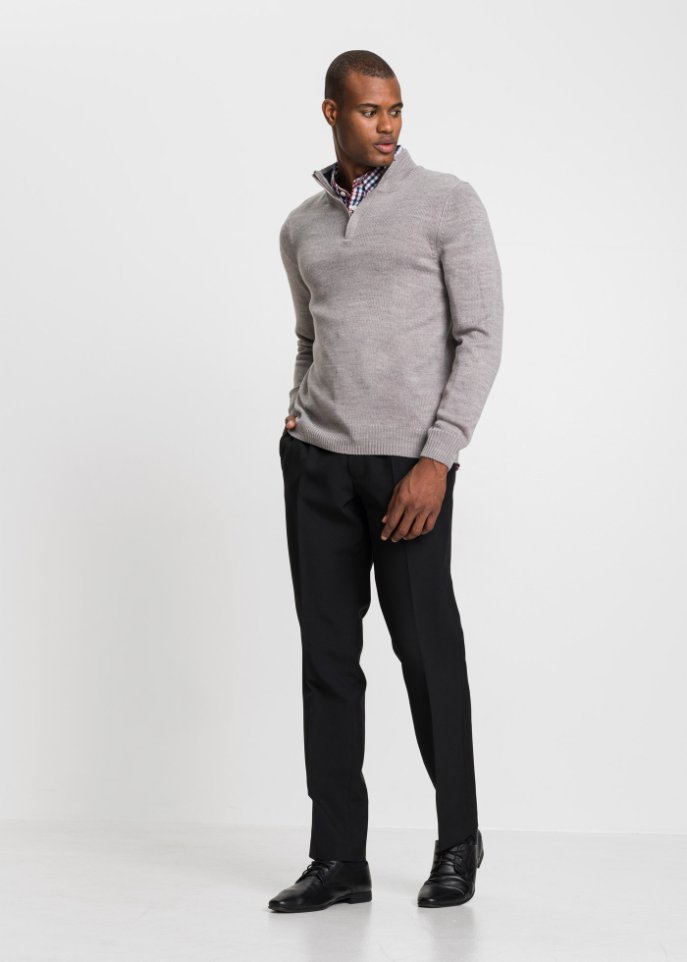 Pullover mit Troyer Kragen und Hemd (2-tlg.Set)
