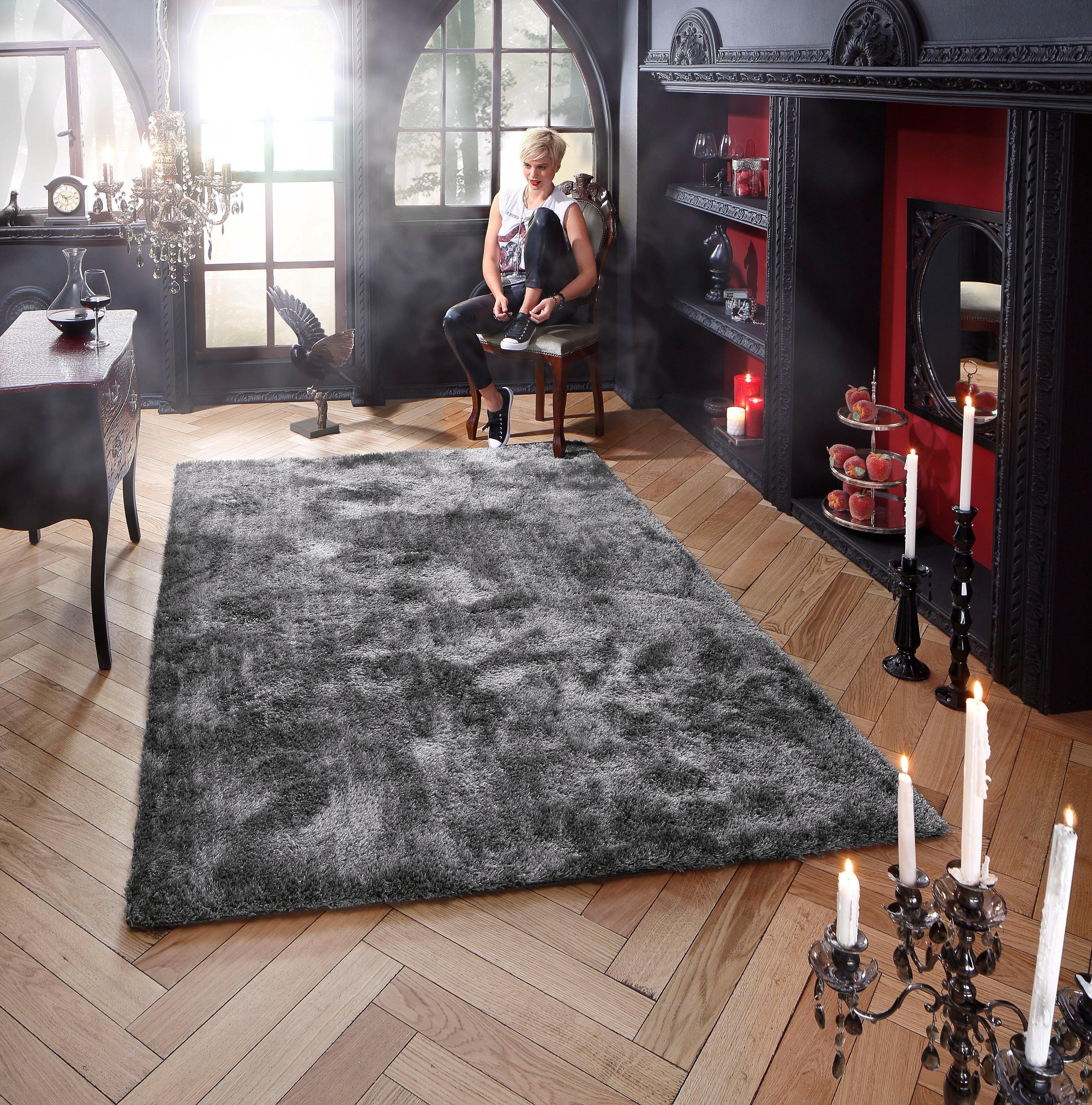 Hochflor-Teppich Dana Teppich, Bruno Banani, rechteckig, Höhe: 30 mm, uni, weich, Mikrofaser Teppiche, Wohnzimmer, Schlafzimmer, Esszimmer