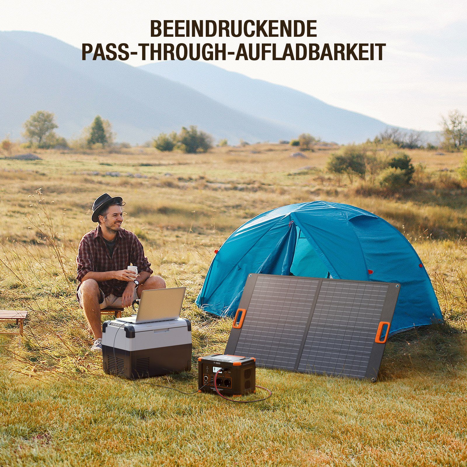 GRECELL Stromerzeuger 500W Tragbarer PowerStation für Outdoor Camping, 0,50 in kW, (1-tlg), Solar Generator 519Wh