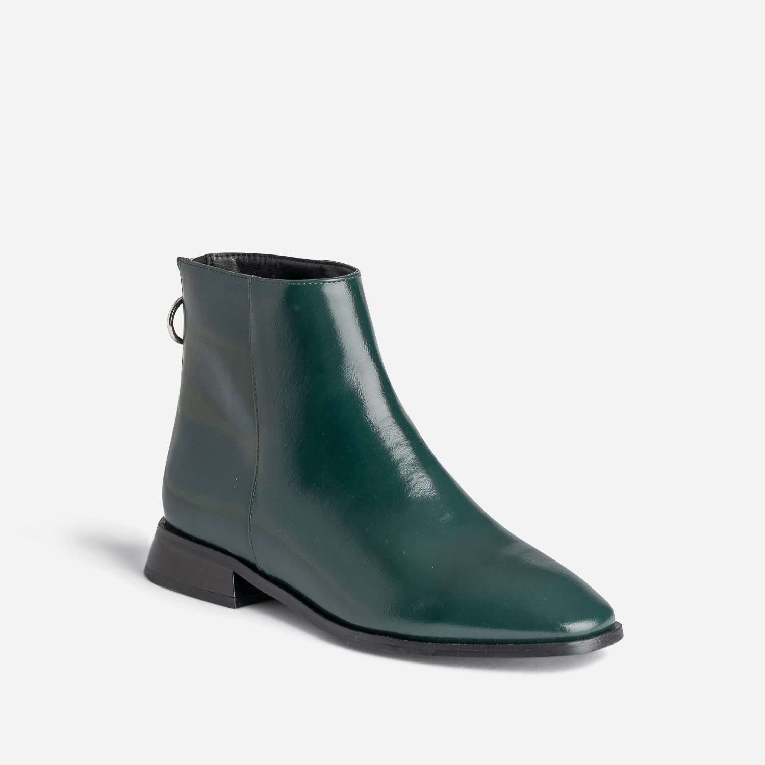 Boots vert glacé avec zip arrière