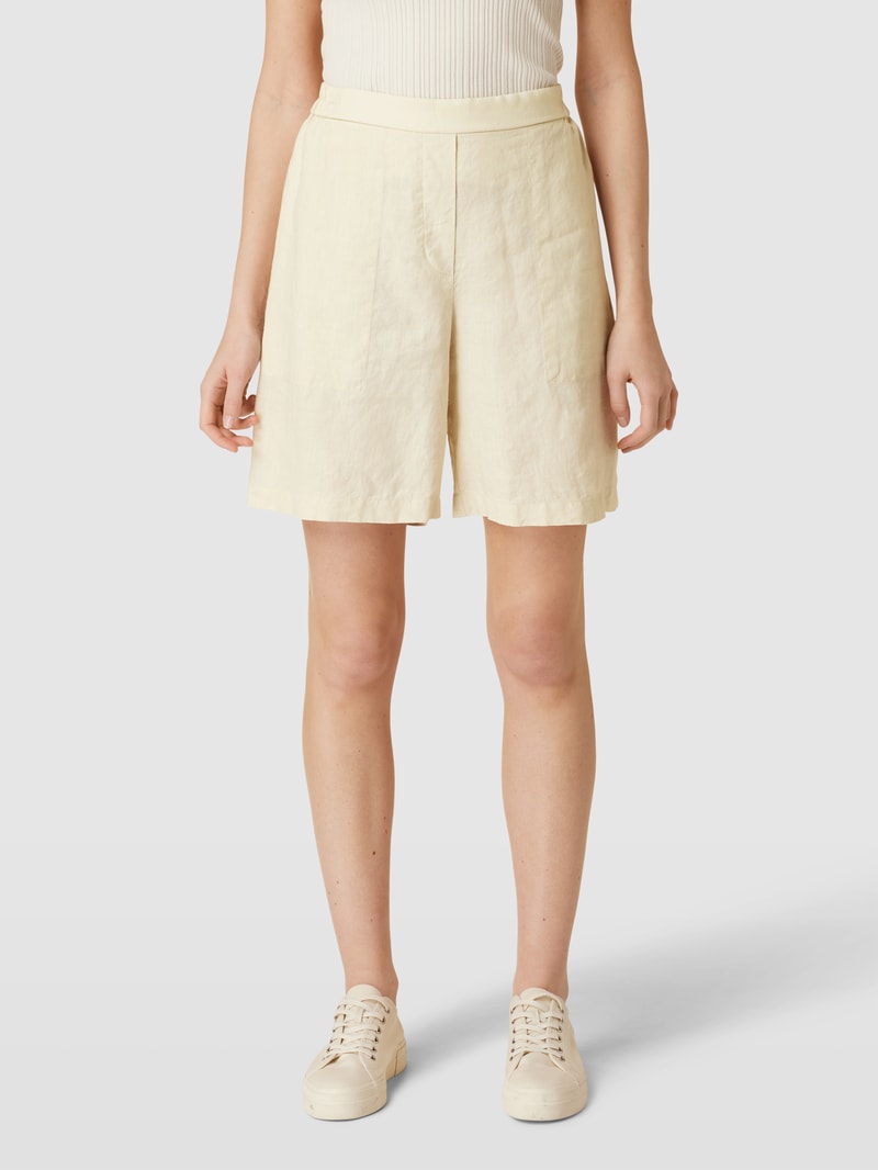Shorts aus Leinen mit Paspeltasche am Gesäß in kitt