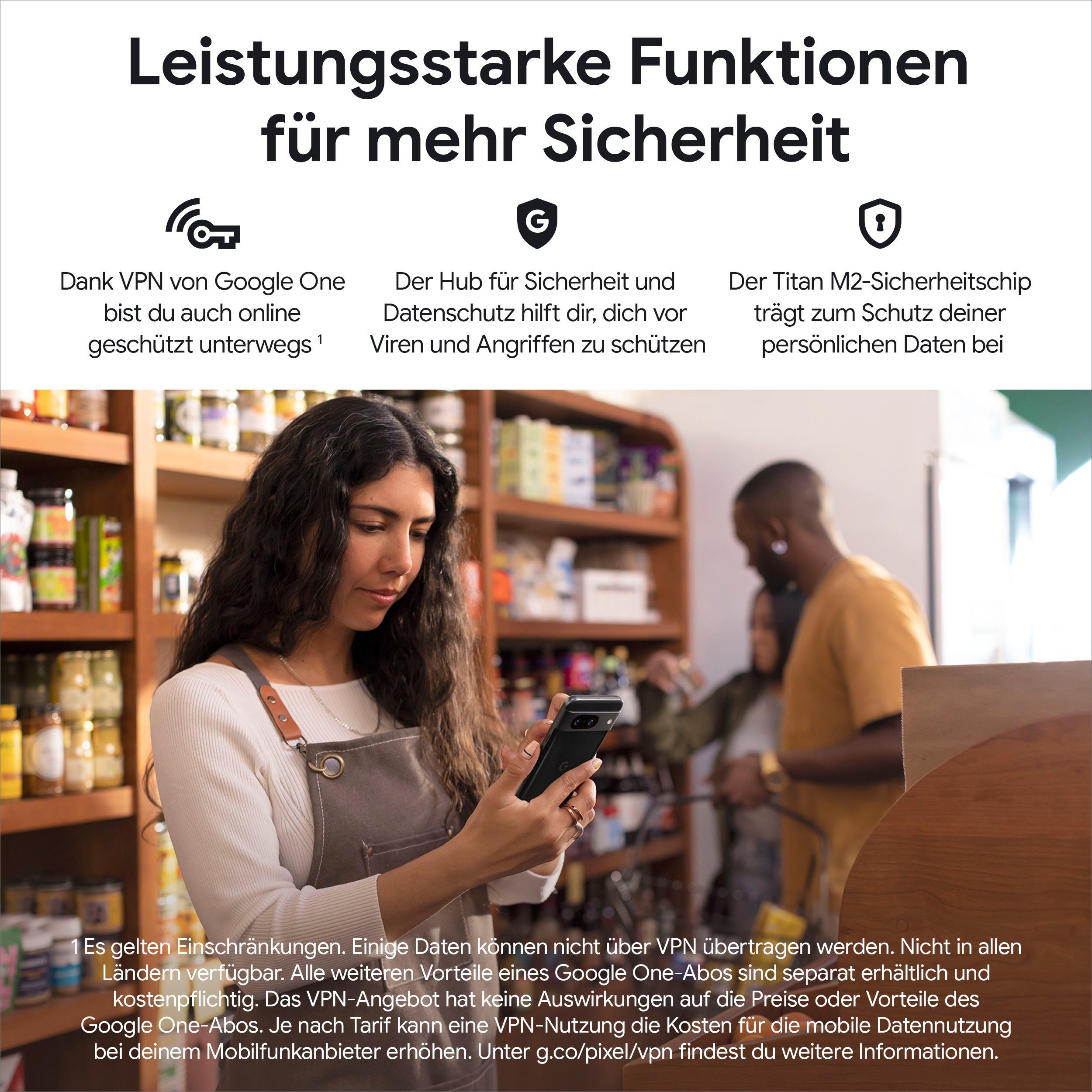 Google Pixel 8, 128GB Smartphone (15,7 cm/6,2 Zoll, 128 GB Speicherplatz, 50 MP Kamera)