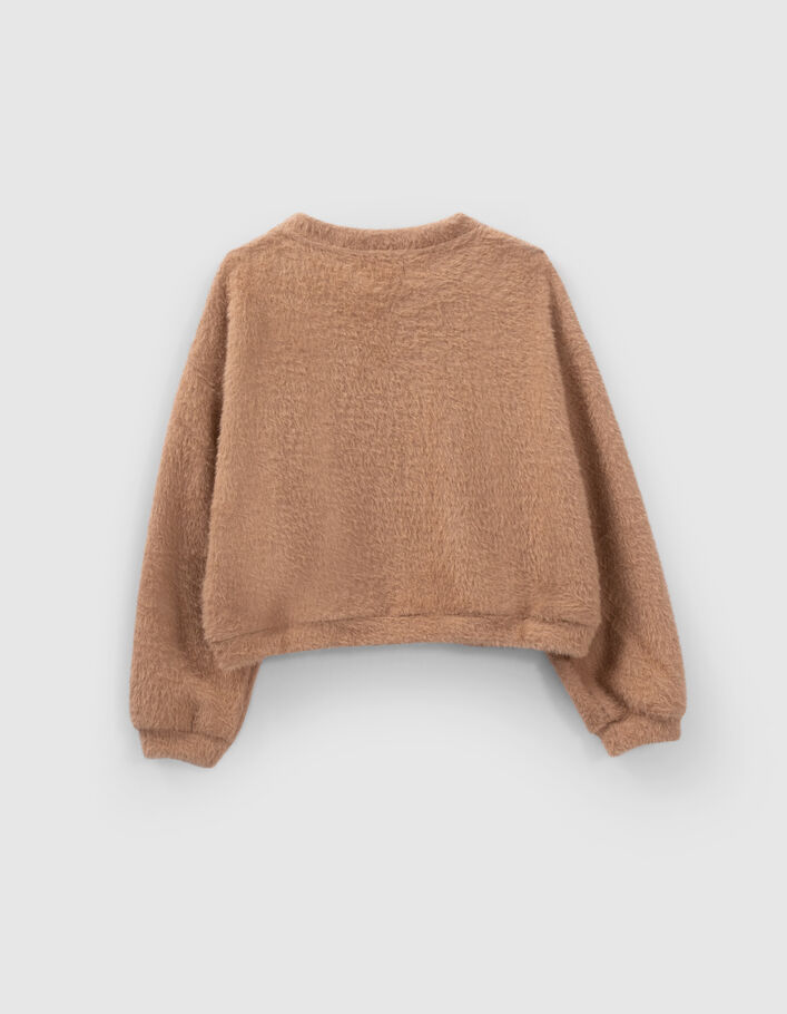 Sweat beige maille mousseuse fille