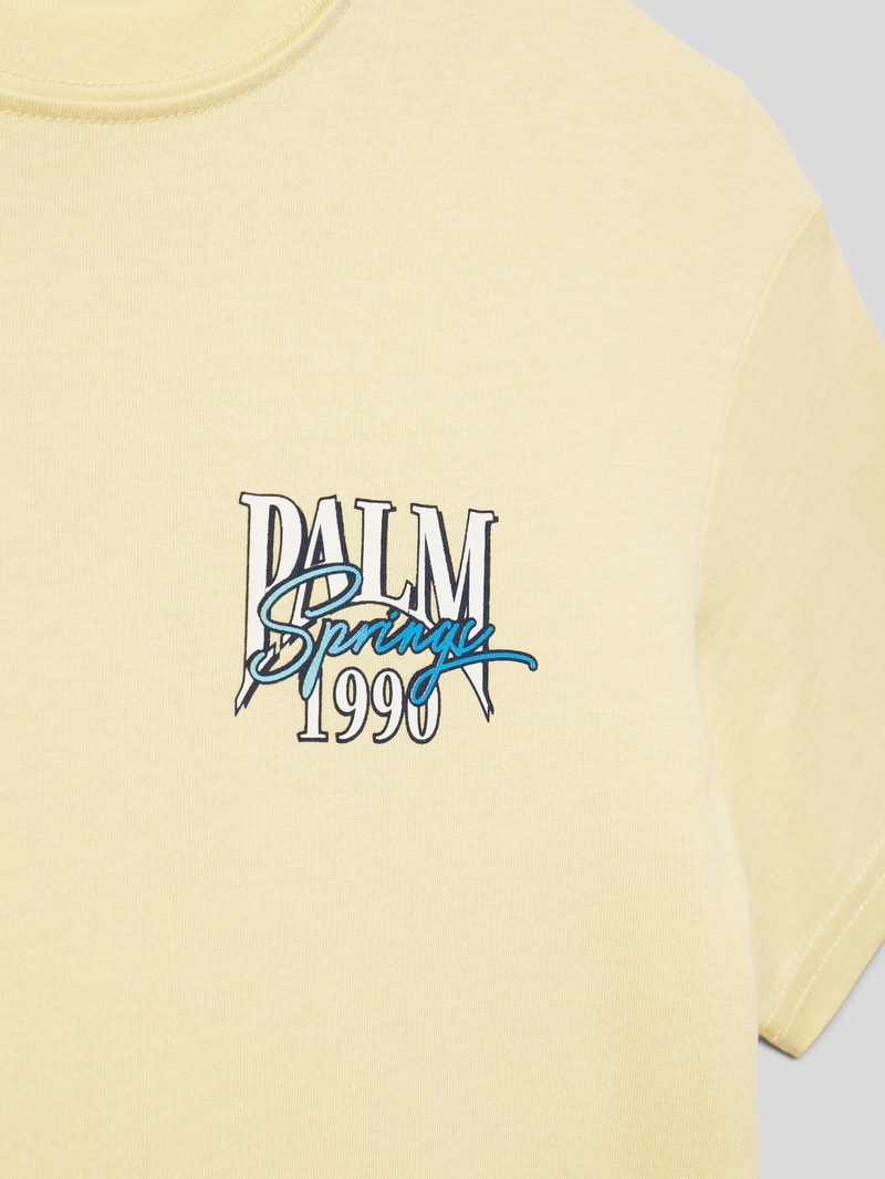 T-Shirt mit Statement-Print Modell 'PALMA' in hellgelb
