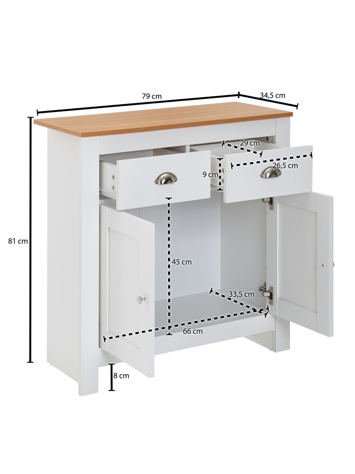 KADIMA DESIGN Sideboard mit 2 Schubladen 79x81x34,5 cm Kommode / Eiche Modern, günstig kaufen onesize