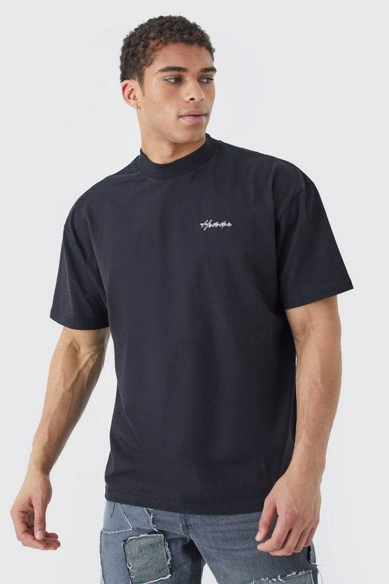 Oversize T-Shirt mit Homme-Stickerei