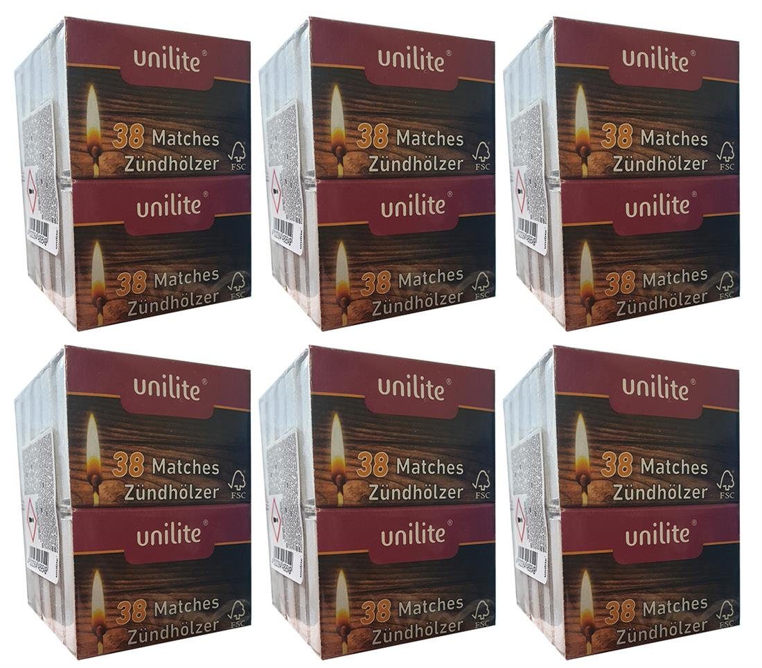 Fixierpflaster Unilite® Streichhölzer 380 Holz Zündhölzer 10 Schachteln (6 Pack)
