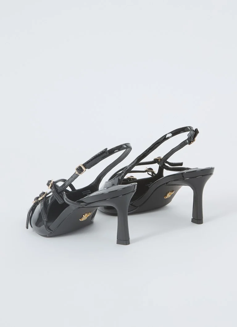 Pantofi cu toc Steve Madden Liana, cu baretă la spate, cataramă și finisaj lăcuit.