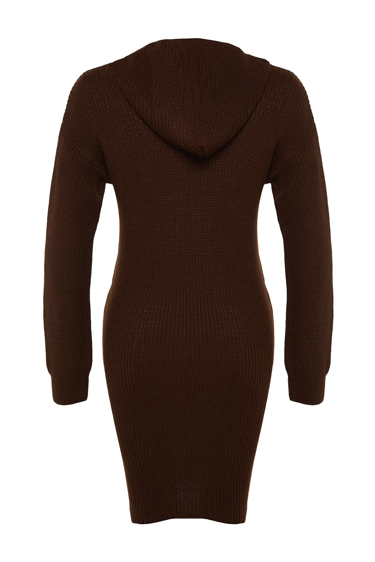 Trendyol Collection  Braunes Mini-Strickkleid mit Kapuze TWOAW23EL00075