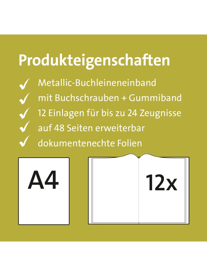 ROTH Zeugnismappe Metallium mit Buchschrauben - Gold in Gelb günstig kaufen onesize