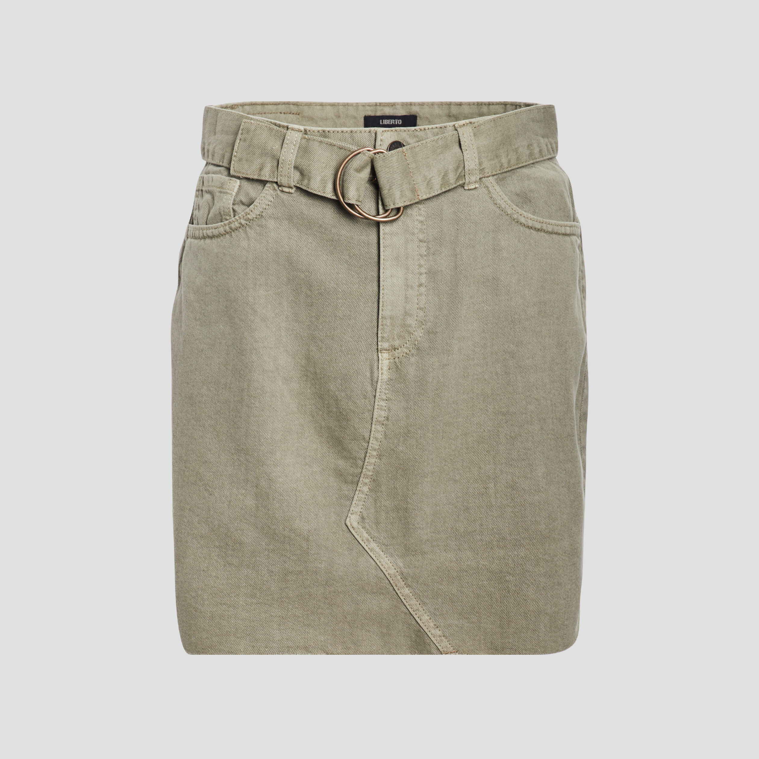 Jupe droite ceinturée vert kaki femme | La Halle