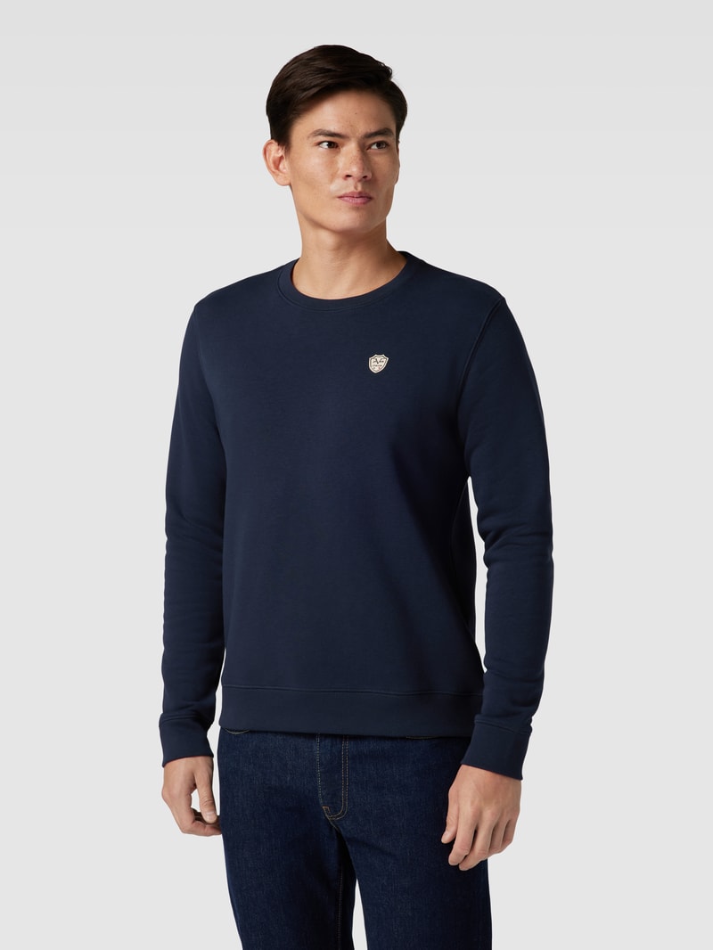Sweatshirt mit Label-Detail Modell 'Nico' in marineblau
