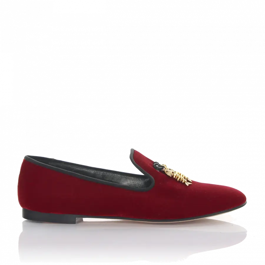 Giuseppe Zanotti - Loafer DALIA 05 Kalbsleder Veloursleder Schmuckanhänger rot - rot