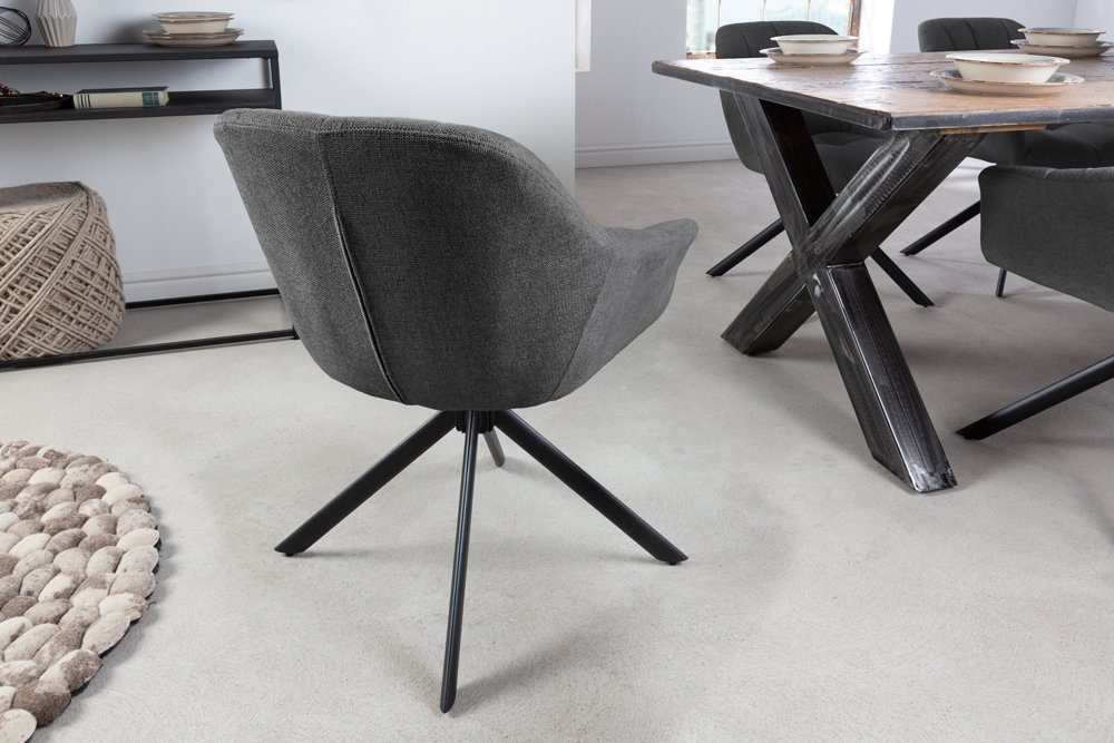 riess-ambiente Polsterstuhl PAPILLON anthrazit / schwarz (Einzelartikel, 1 St), Esszimmer · Stoff · Metall · Armlehne · drehbar · Modern Design