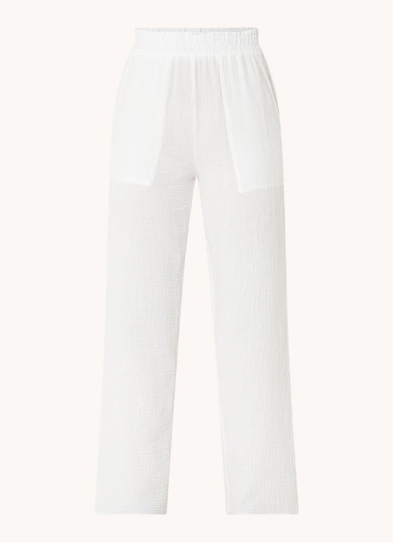 Rails  Leon mid waist straight fit broek van biologisch katoen met structuur