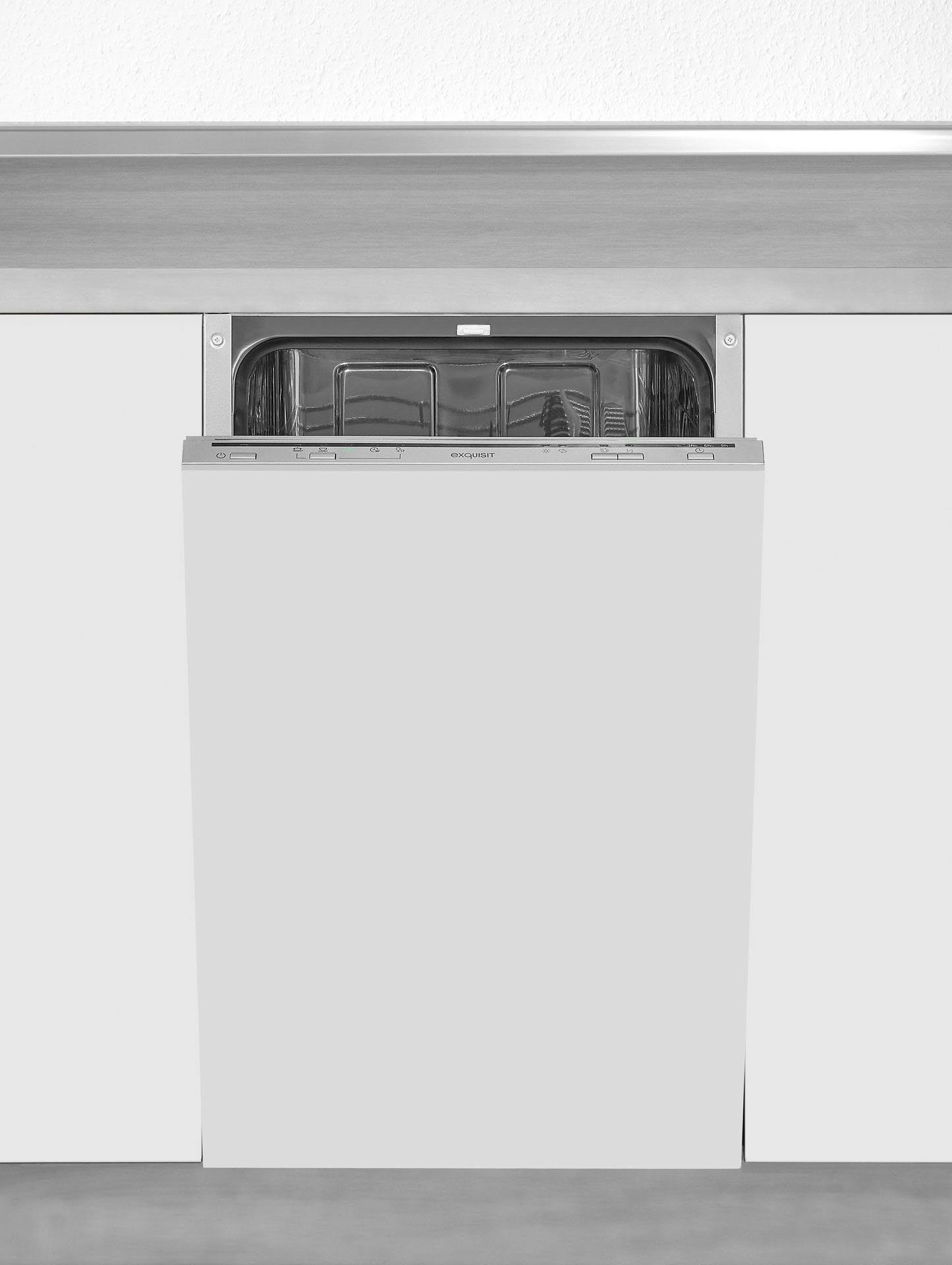 exquisit vollintegrierbarer Geschirrspüler, EGSP1009-E-030E silber, 9 l, 9 Maßgedecke, 45 cm breit
