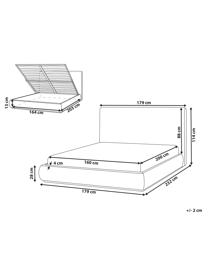 Beliani Doppelbett CAMPAGNE in Beige - (W) 179 x (H) 114 x (L) 232 cm günstig kaufen onesize