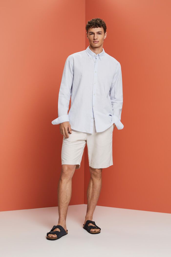 Button-Down-Hemd aus Baumwolle und Leinen