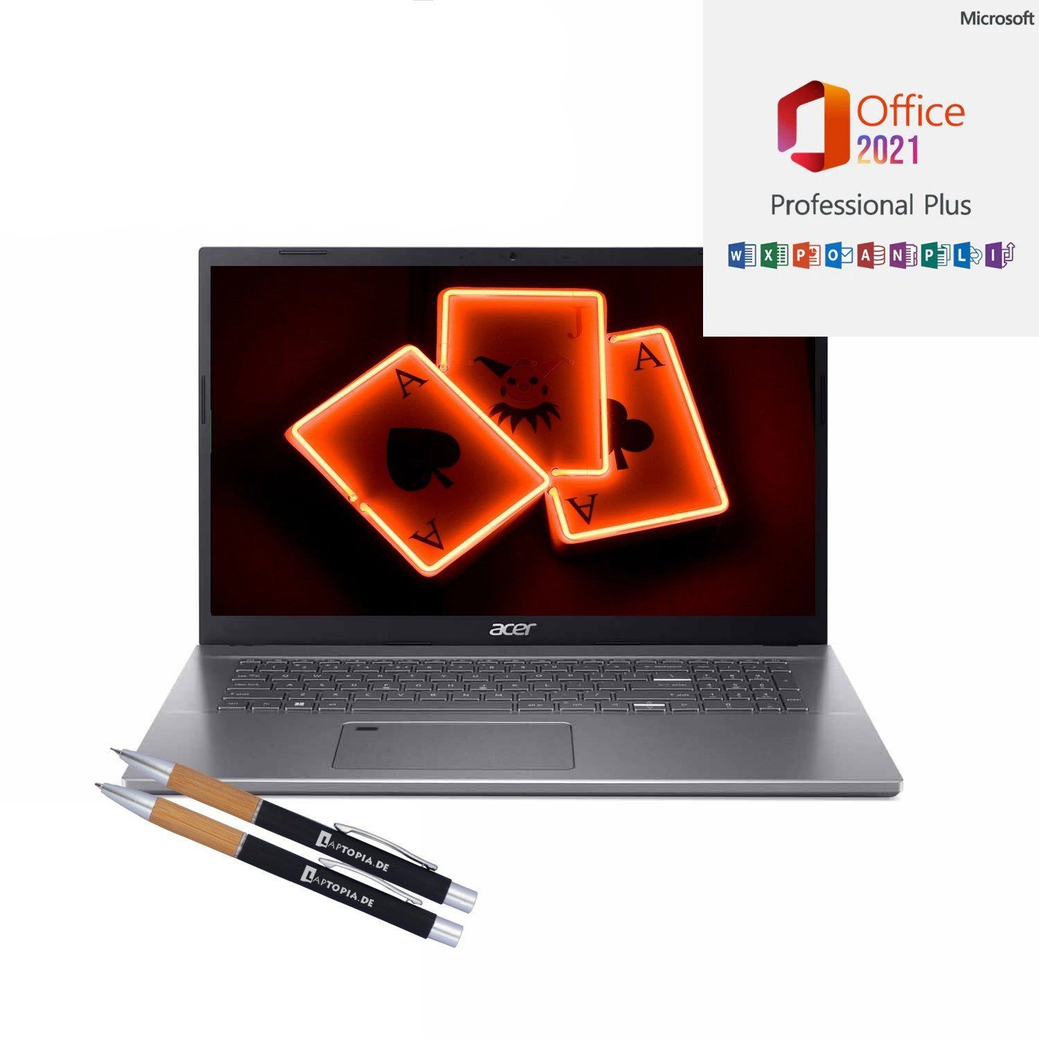 Acer Aspire A517-53, 16GB RAM, Notebook (44,00 cm/17.3 Zoll, Intel Core i5 1235U, Iris Xe, 500 GB SSD, Windows 11 Pro 64Bit + MS Office 2021 Plus, Beleuchtete Tastatur)