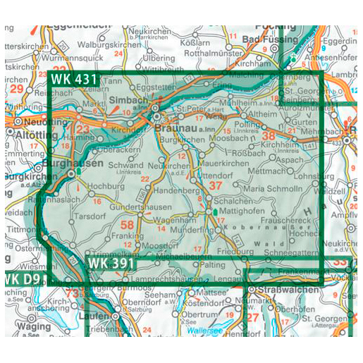 Freytag & Berndt - Ibmer Moor-Kobernaußerwld-Braunau-Brghausen-Marktl - Wanderkarte