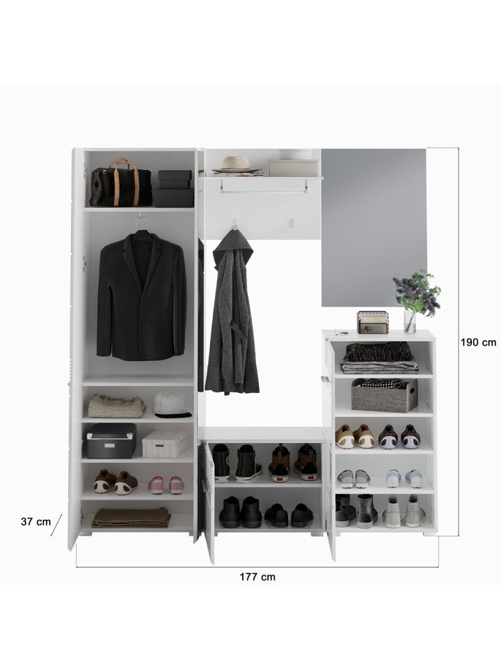 ebuy24 Garderobenaufstellung Linus Weiß 170 x 37 cm günstig kaufen onesize