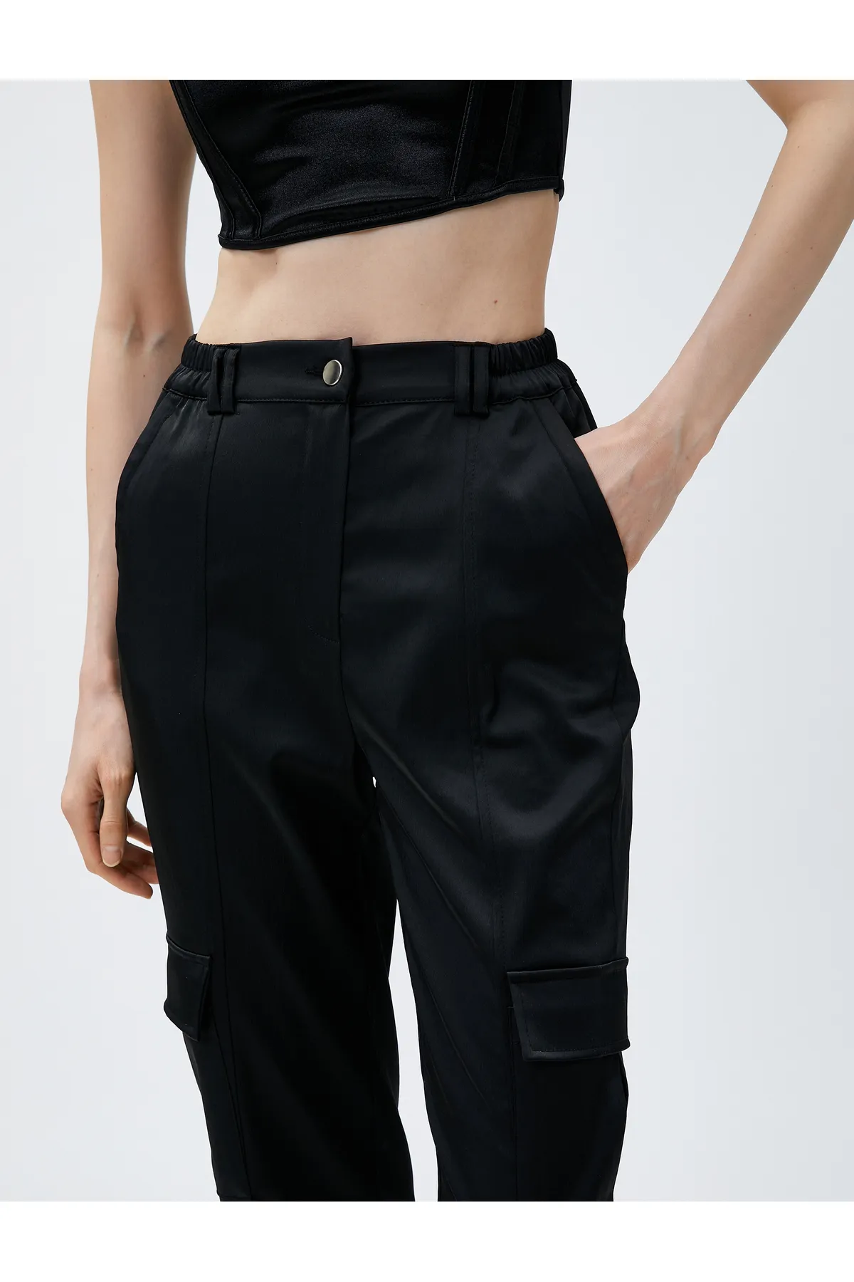 Koton  Jogger-Cargohose mit Tasche, gerippt