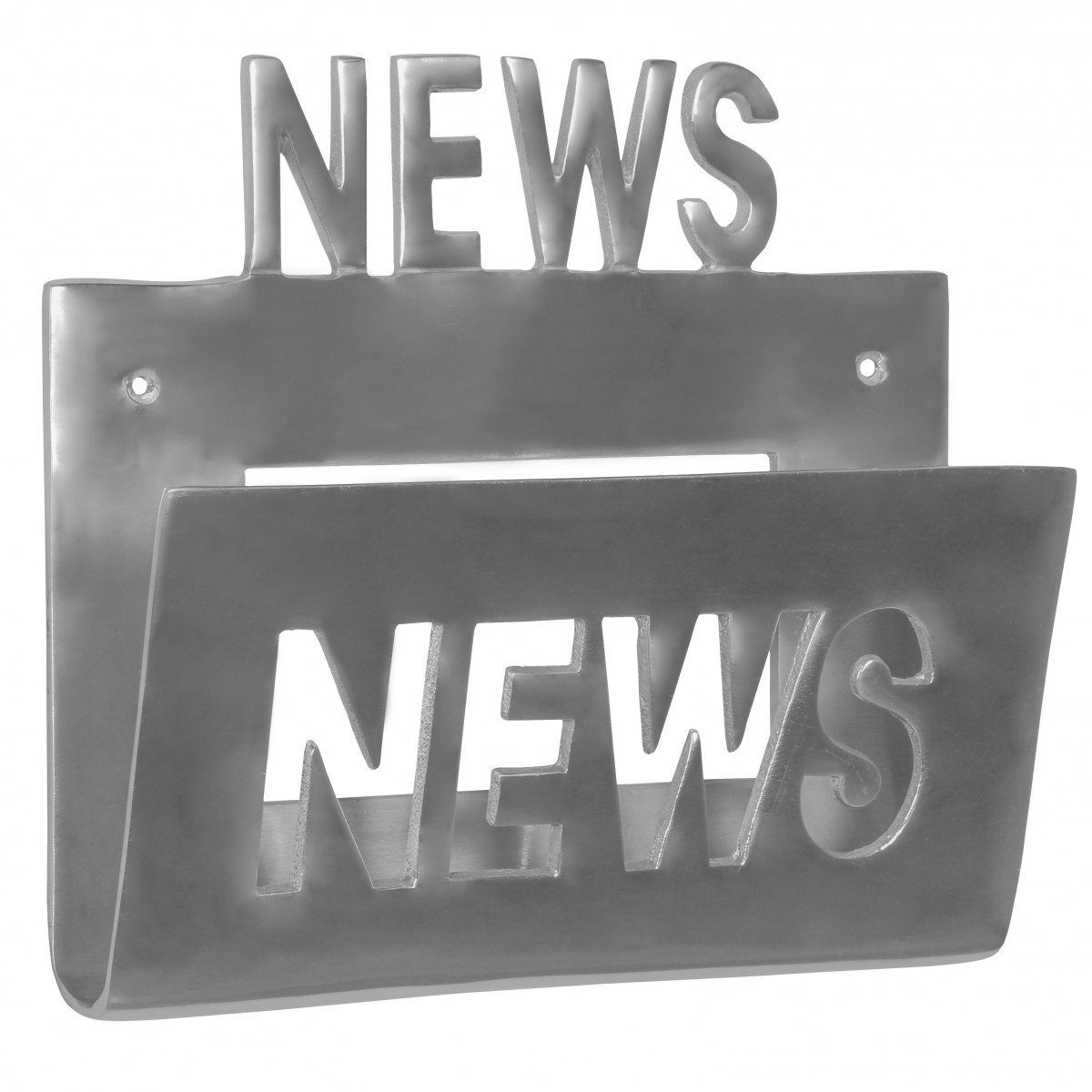 FINEBUY Zeitungsständer FB42078 (Prospekthalter News für die Wand Zeitungshalter), Zeitschriftenhalter Aluminium Metall, Silber