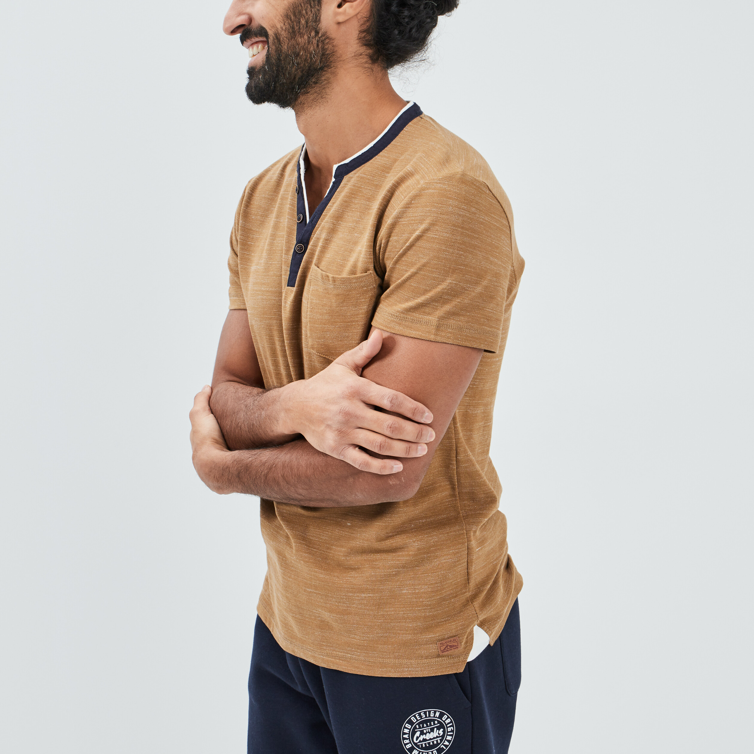T-shirt manches courtes marron cognac homme | La Halle