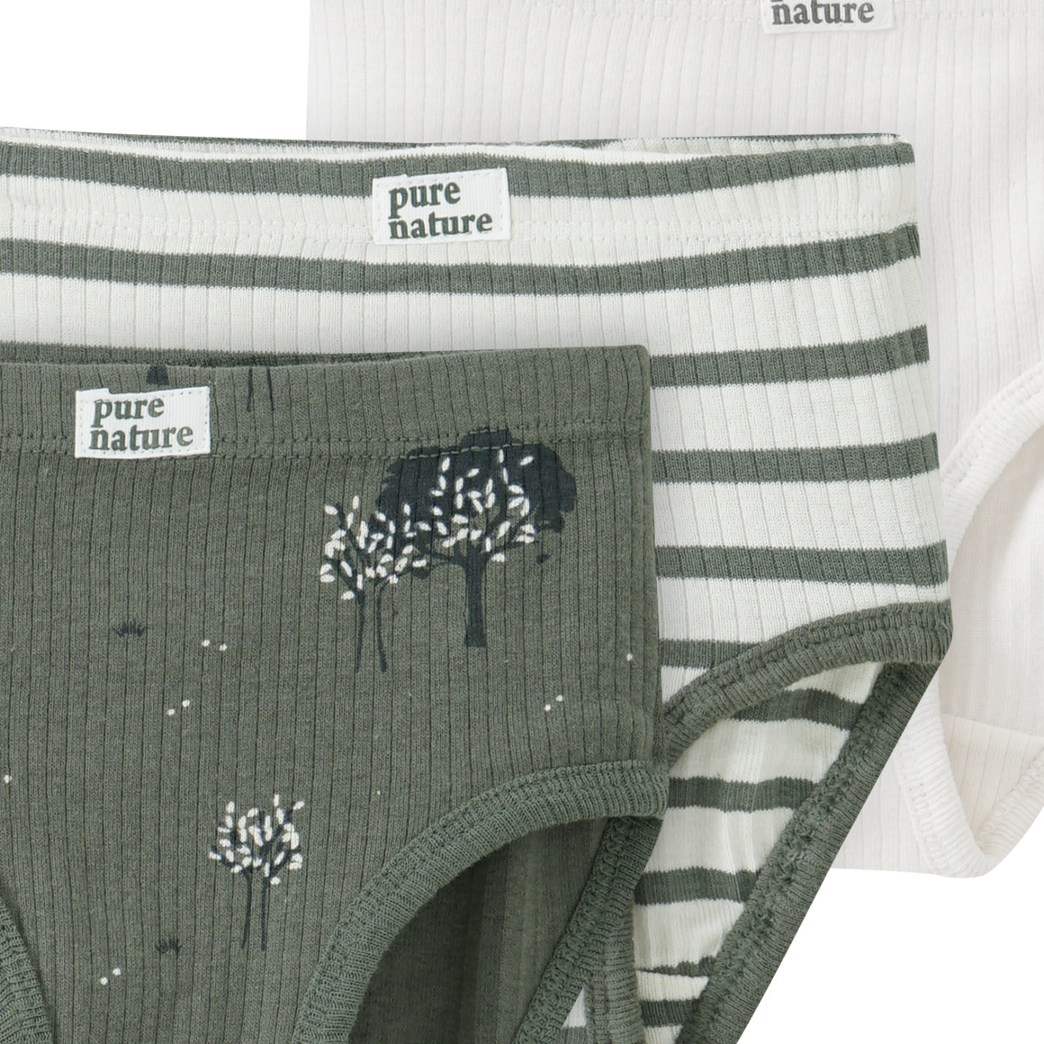 3 Baby Slips mit Rippstruktur