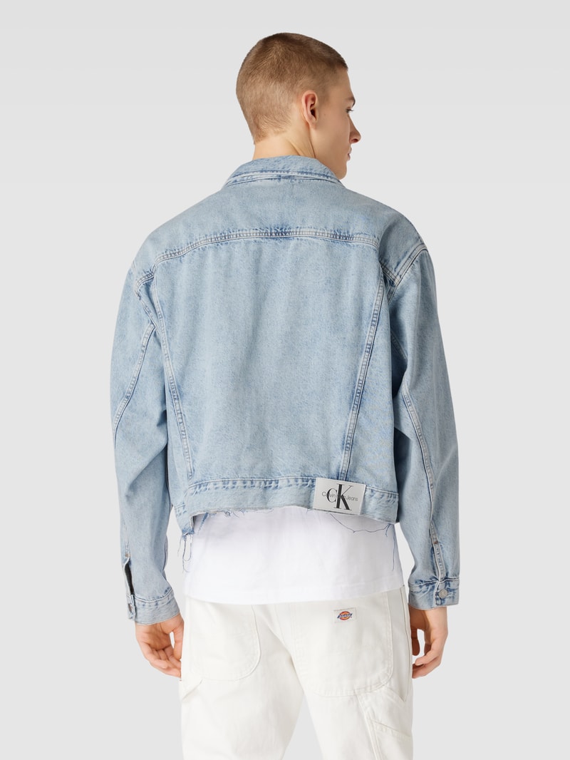 Boxy Fit Jeansjacke mit Label-Patch in jeans