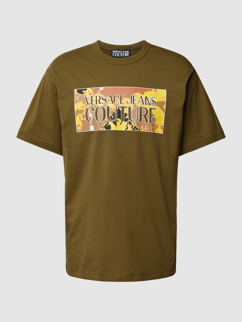 T-Shirt mit Label-Print in olivgrün