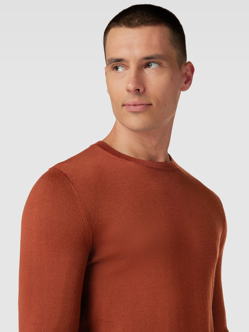 Longsleeve aus Woll-Mix in terrakotta