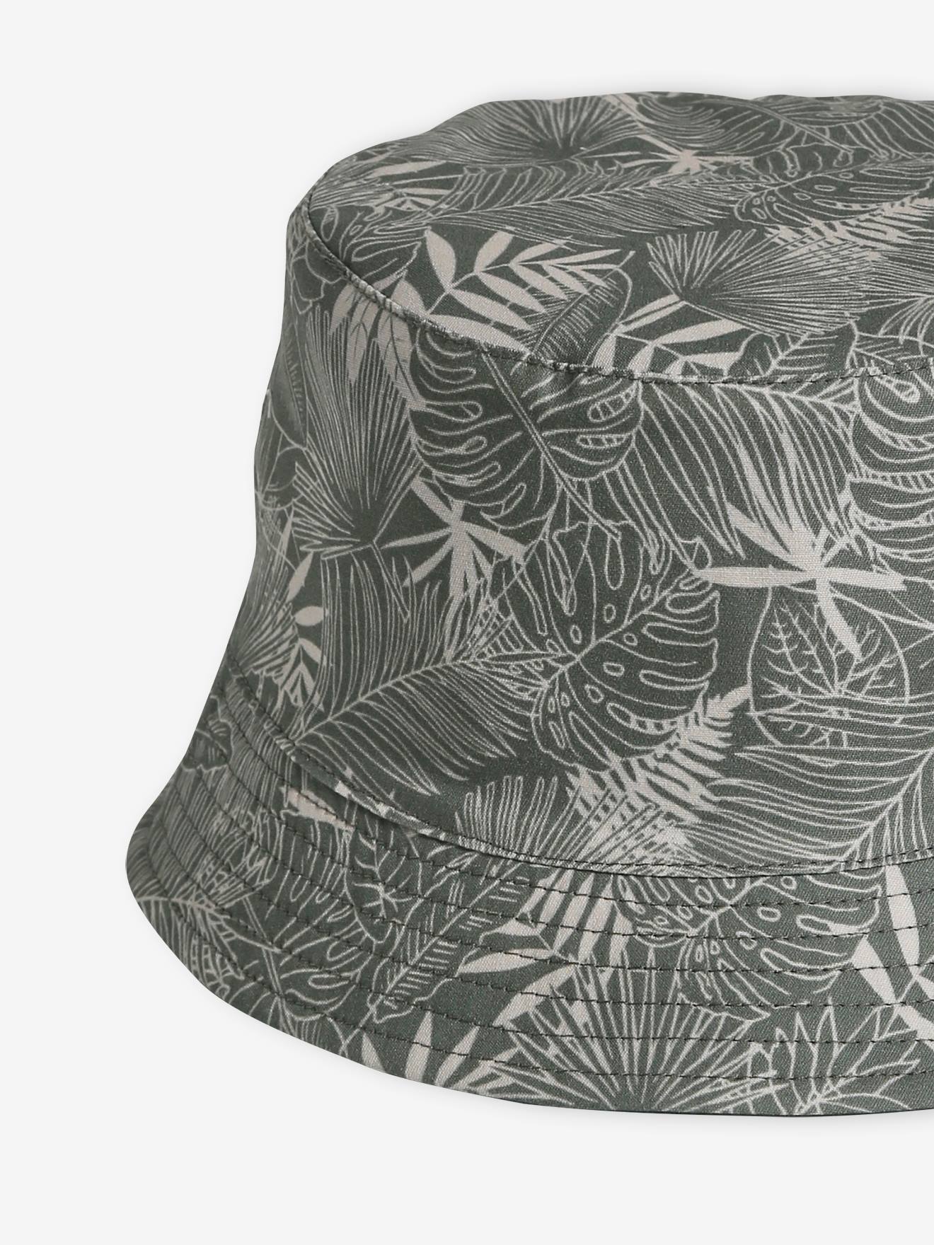 Vertbaudet Wendbarer Jungen Sonnenhut, Dschungelprint - tannengrün