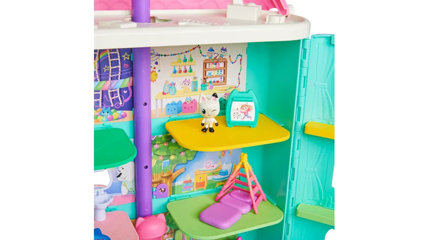 Spin Master Gabby‘s Dollhouse, Puppenhaus mit 2 Spielzeugfiguren und Zubehörteilen und Geräuschen bunt