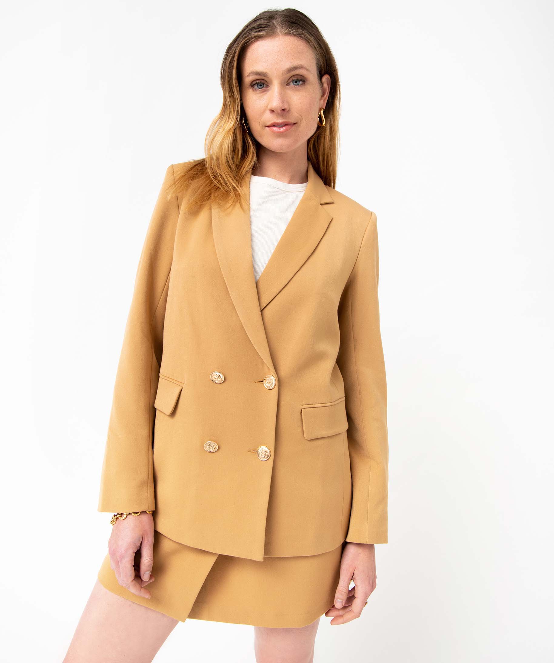 Veste femme fermeture croisée avec boutons fantaisie camel | GEMO