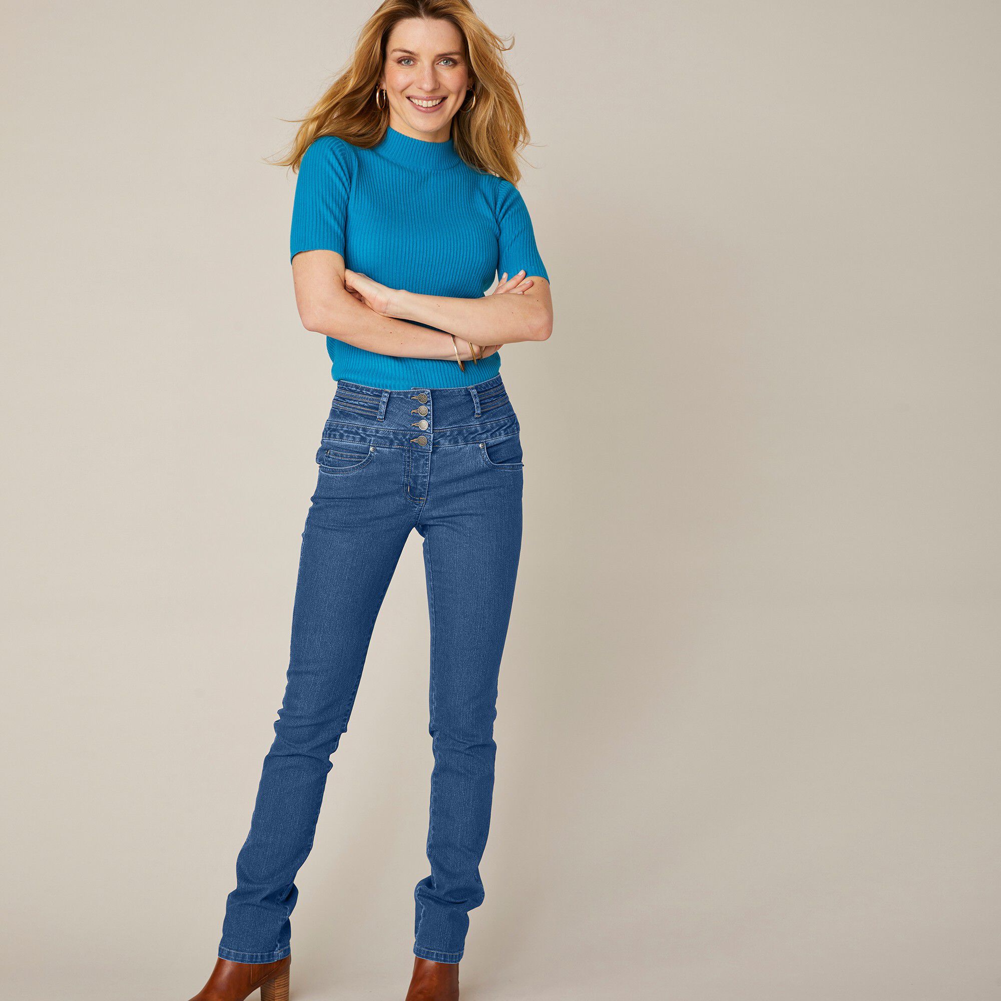 Jean droit taille haute