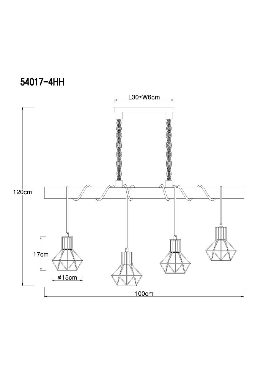 Globo Lighting - PRISKA - Hängeleuchte Metall schwarz, 4x E27