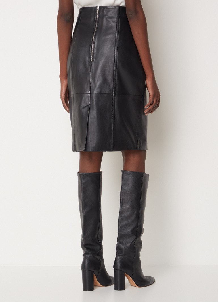 Jupe crayon midi en agneau HUGO BOSS Seleni avec poches latérales