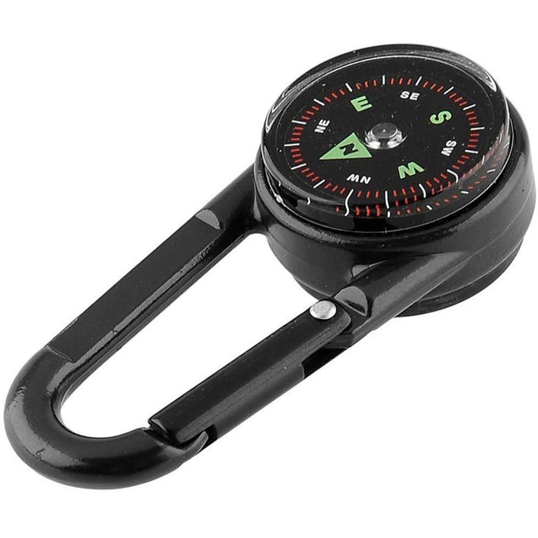 SOTOR Kompass Kompass mit Karabinerhaken Multifunktions-Thermometer,tragbar, Metall, für Wandern / Reisen / Camping, mit Vergrößerungslinse, 3 in 1
