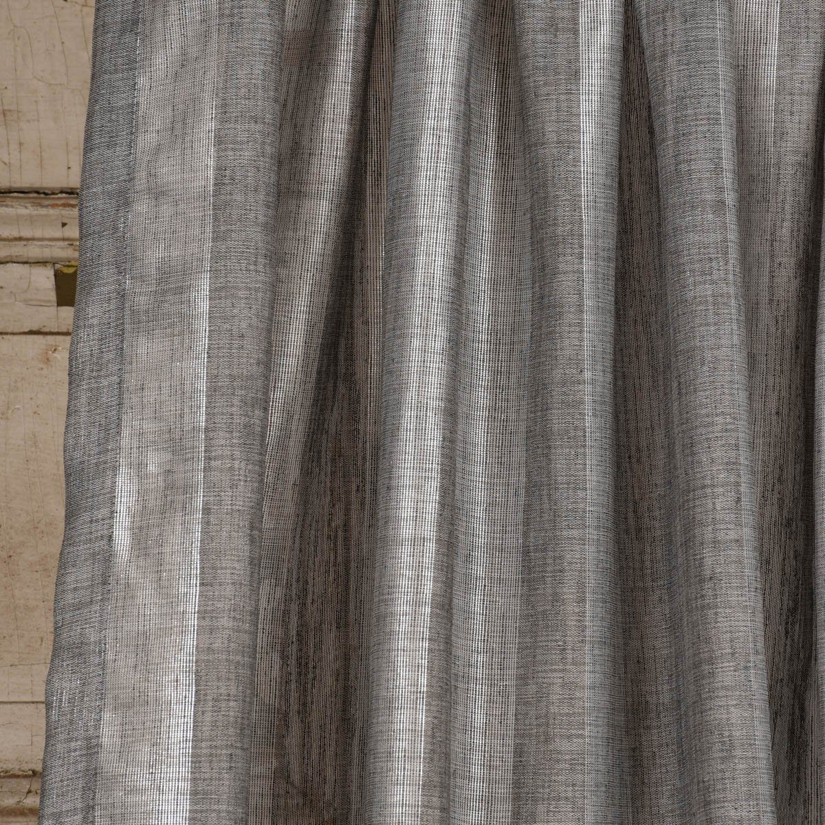 Meterware Rasch Textil Stores Shine Längsstreifen Leinenstruktur grau silber 30, halbtransparent, Kunstfaser, überbreit