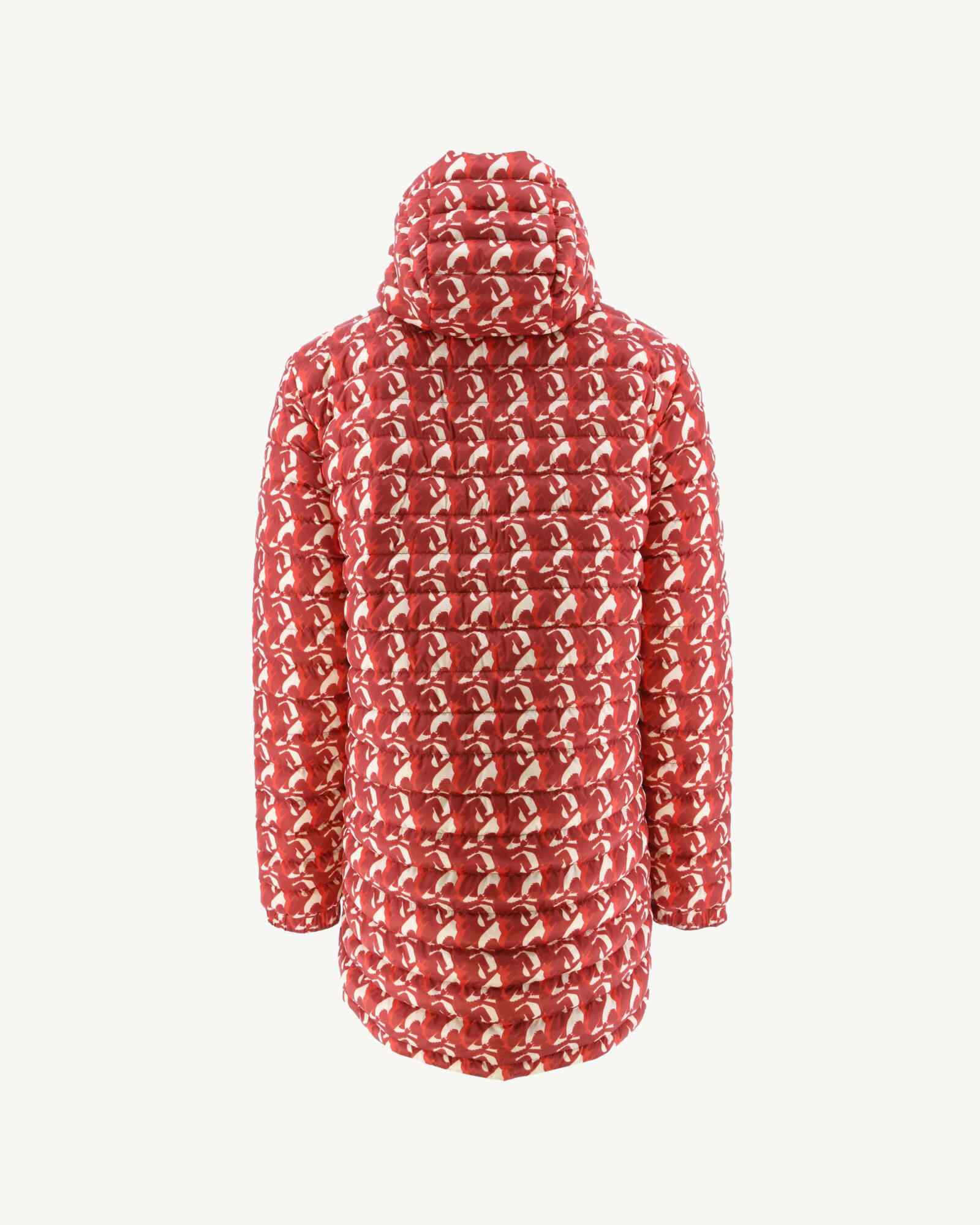 Doudoune longue réversible à capuche Army/Monogram rouge vif Amsterdam