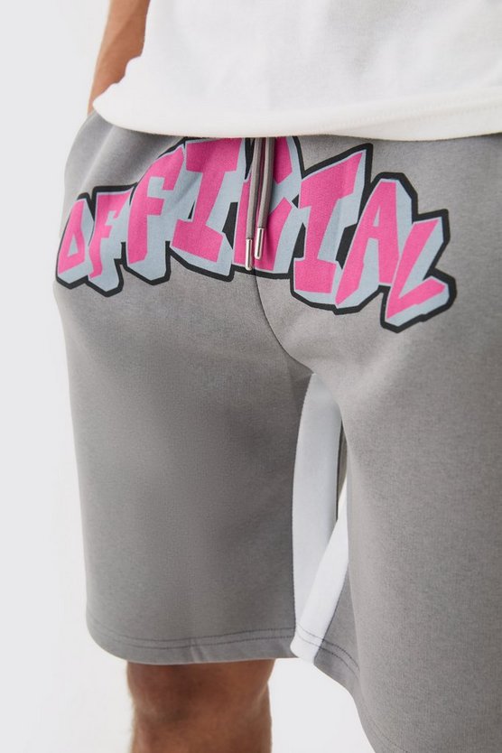 Oversize Official Shorts mit Grafitti-Print