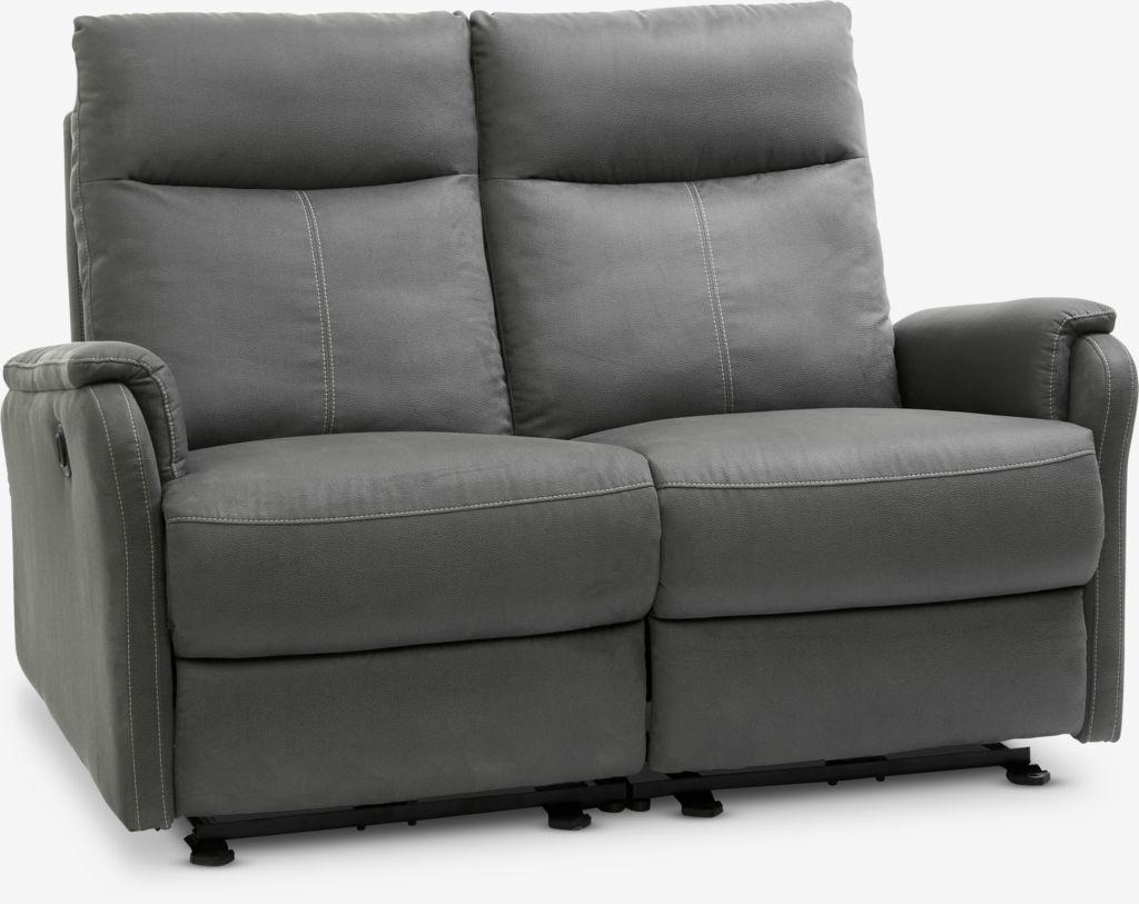 ABILDSKOV Sofa rozkładana ABILDSKOV 2-osobowa szara imitacja skóry