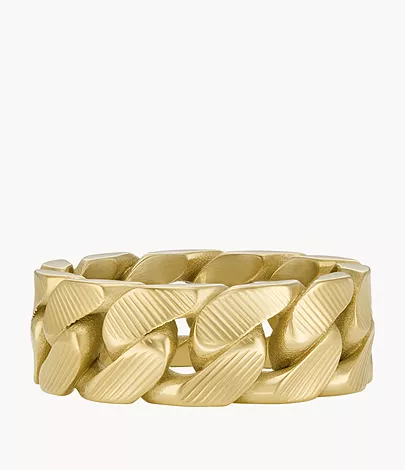 Fossil Ring Harlow Linear Texture Chain Edelstahl goldfarben