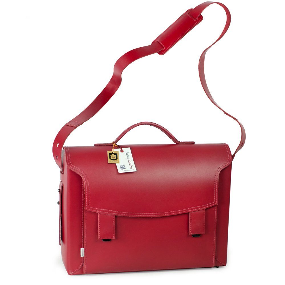 Jahn-Tasche Aktentasche Damen-Aktentasche, Leder Kirsch-Rot, Futter Grau, Jahn-Tasche 609