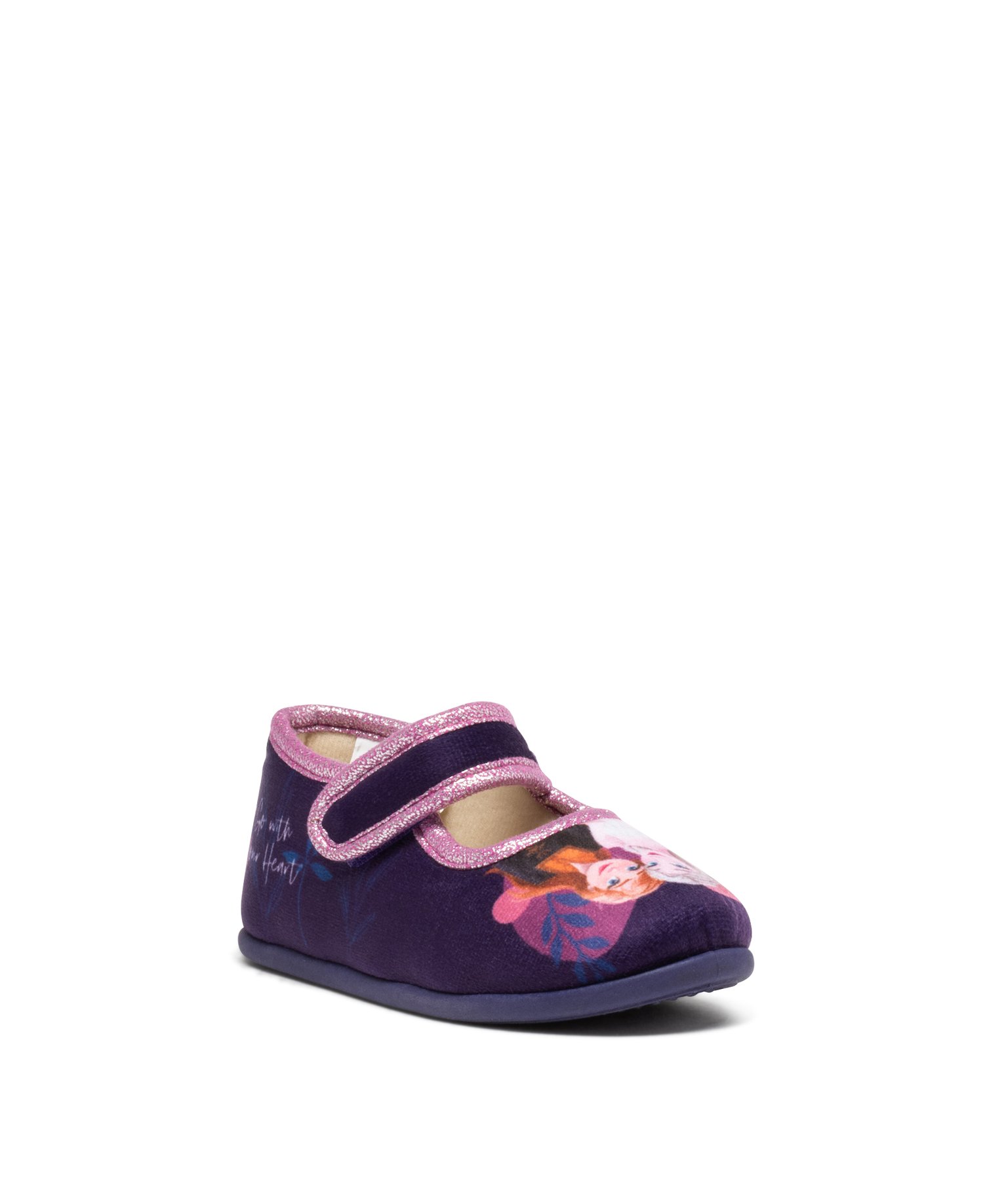 Chaussons fille ballerines à scratch et en velours La Reine... violet | GEMO