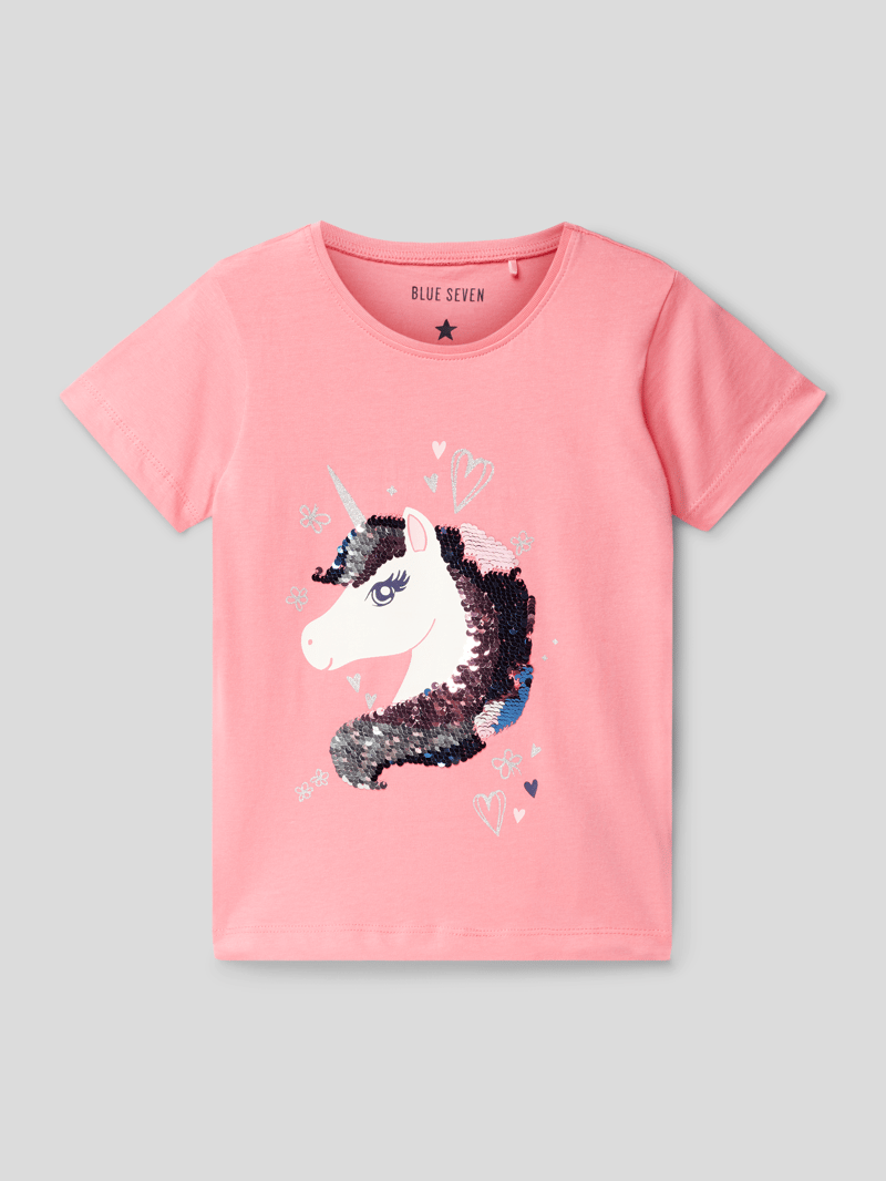 T-Shirt mit Wendepailletten in lachs