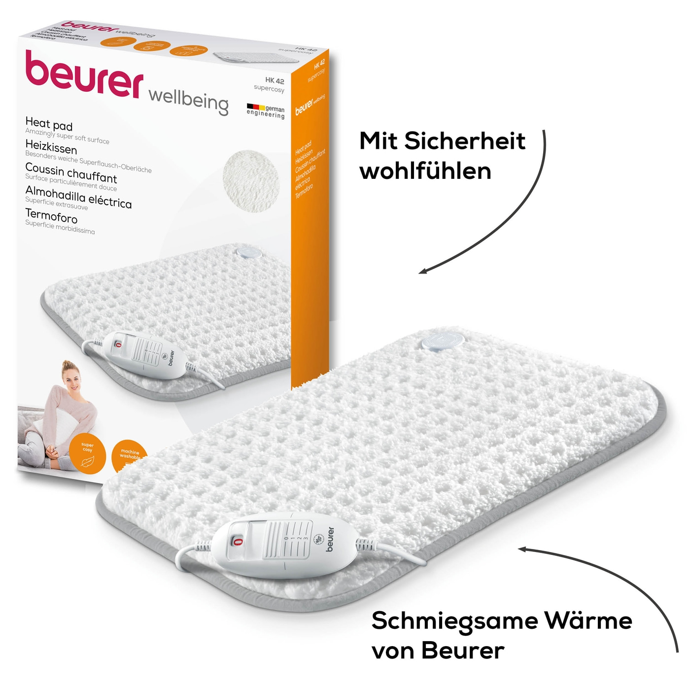 Beurer Heizkissen HK 42 Super-Cosy-Super flauschiges XL Wärmekissen mit 3 Wärmestufen