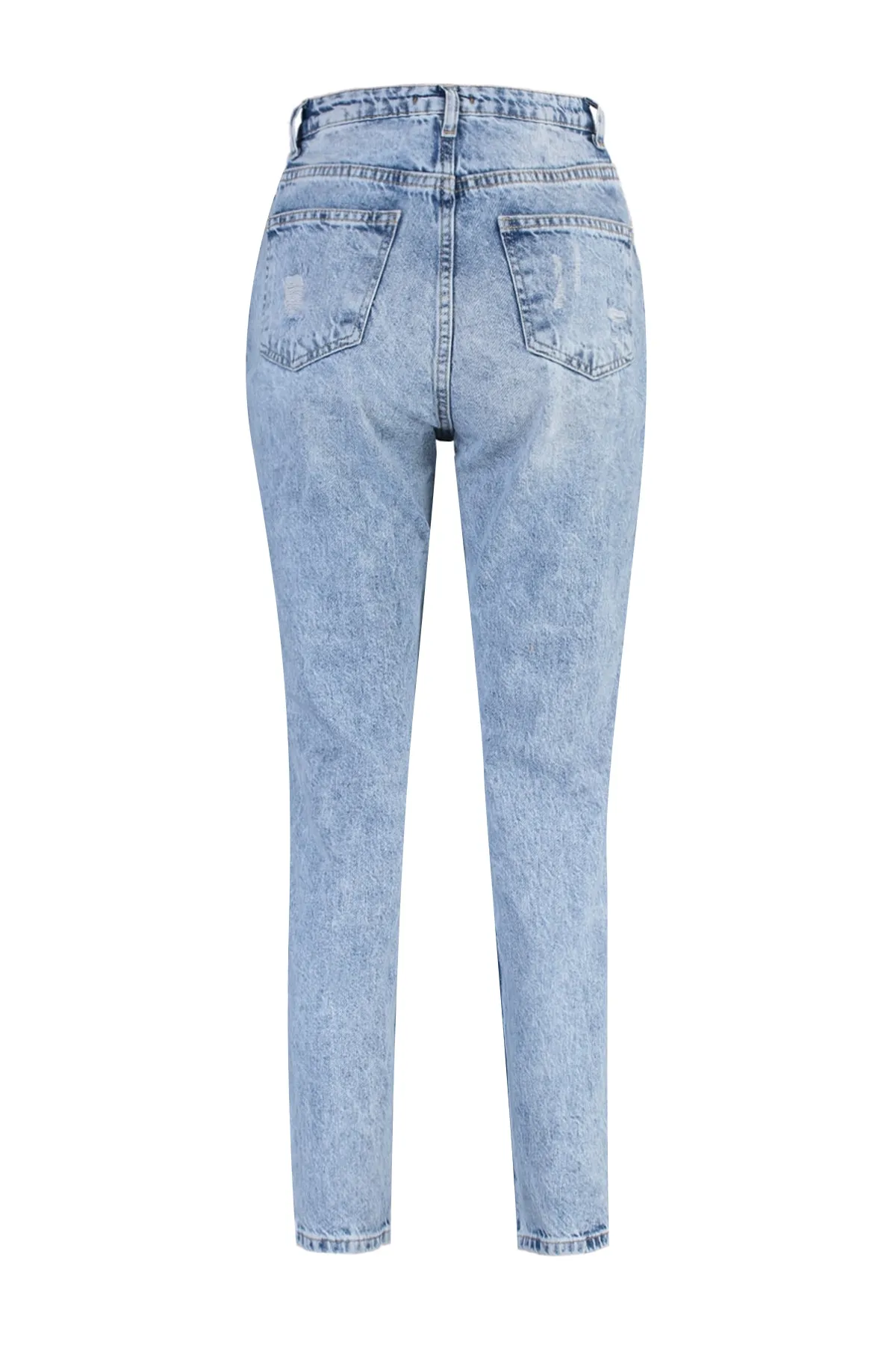 Trendyol Collection  Blaue Mom-Jeans mit zerrissenem Detail und hoher Taille TWOSS21JE0150