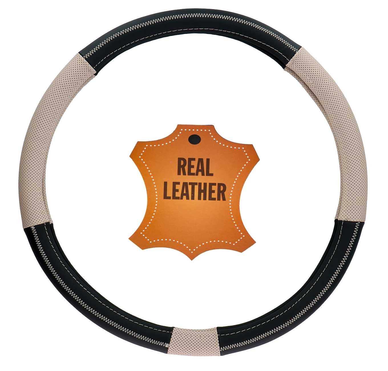 All Ride Lenkradbezug Lenkradüberzug, LKW Lenkradüberzug Echtleder Ø ca. 44 - 46 cm